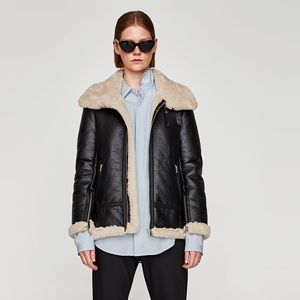 SOLD OUT Zara Aviator Jacket in Black. Womens M